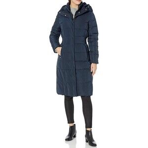 Cole Haan Signature Down Puffer Winter Coat, Bib insert, Petite Medium, Blue